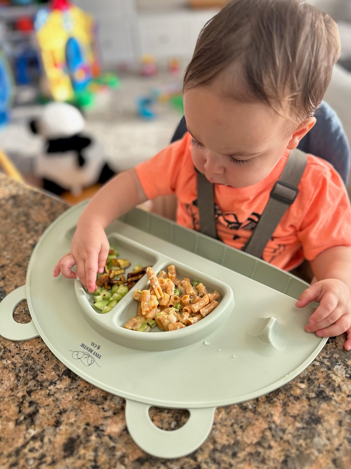 Silicone Feeding Placemat, Suction Plate, Food-Catcher (Sage)